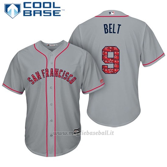 Maglia Baseball Uomo San Francisco Giants 2017 Estrellas y Rayas Brandon Belt Grigio Cool Base